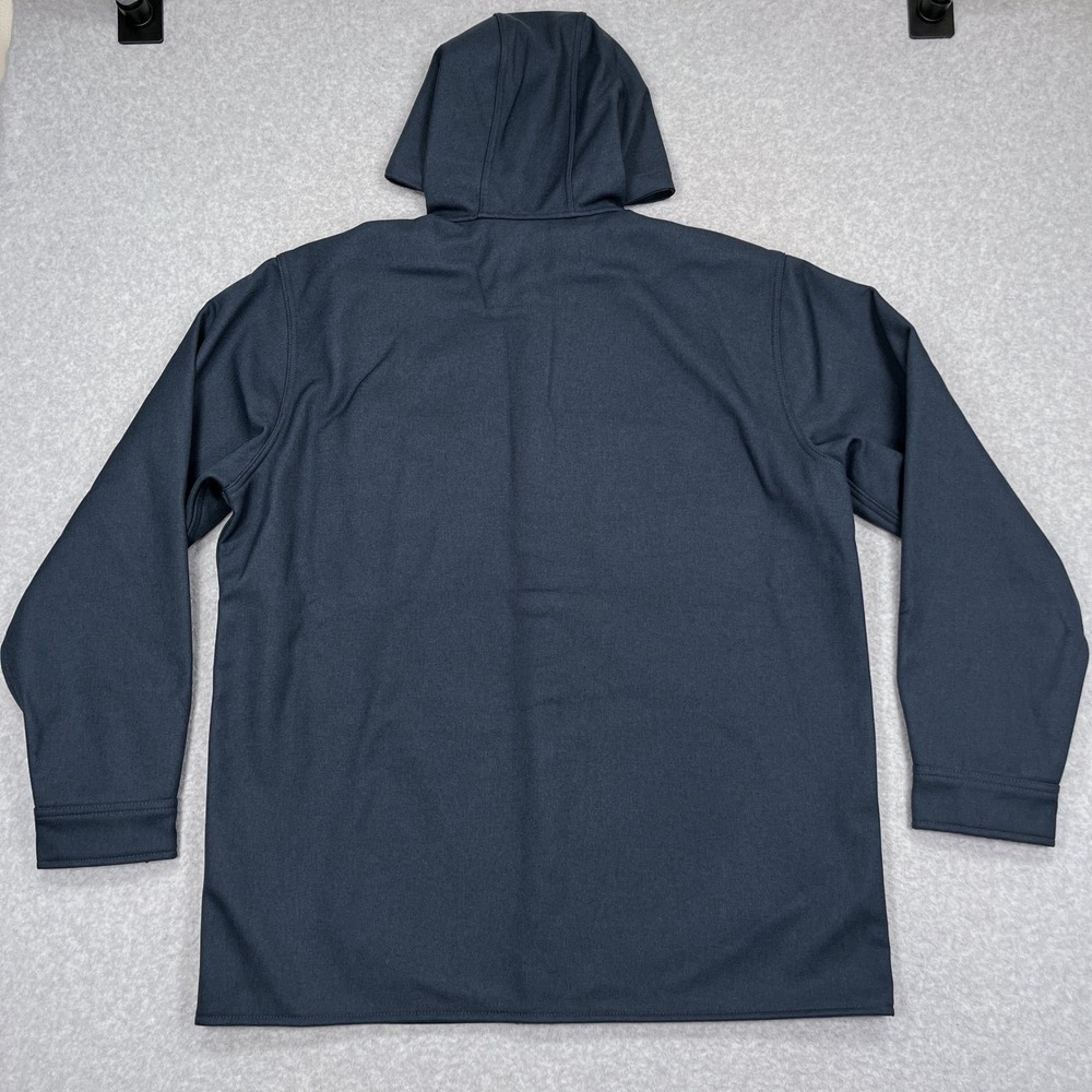 Carhartt Rain Defender Hooded Shirt Jac Mens L Navy Blue Fleece Lined Shacket - Picture 4 of 14